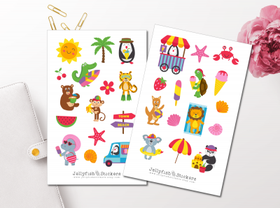 Strand Tiere Sticker Set